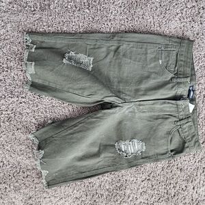 Fashion Nova Olive Men's Distressed Jean Shorts